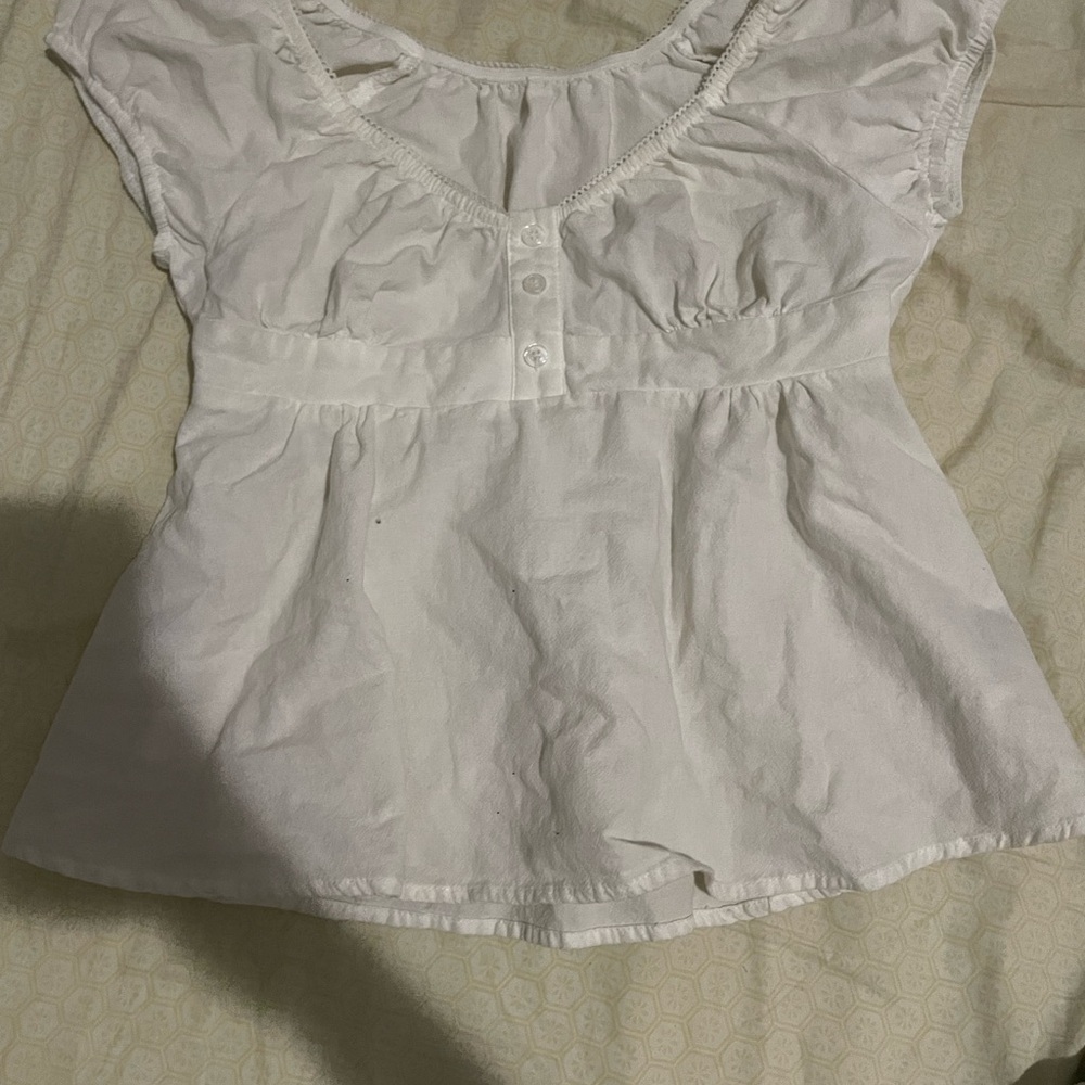 Women's White Ruffled Top